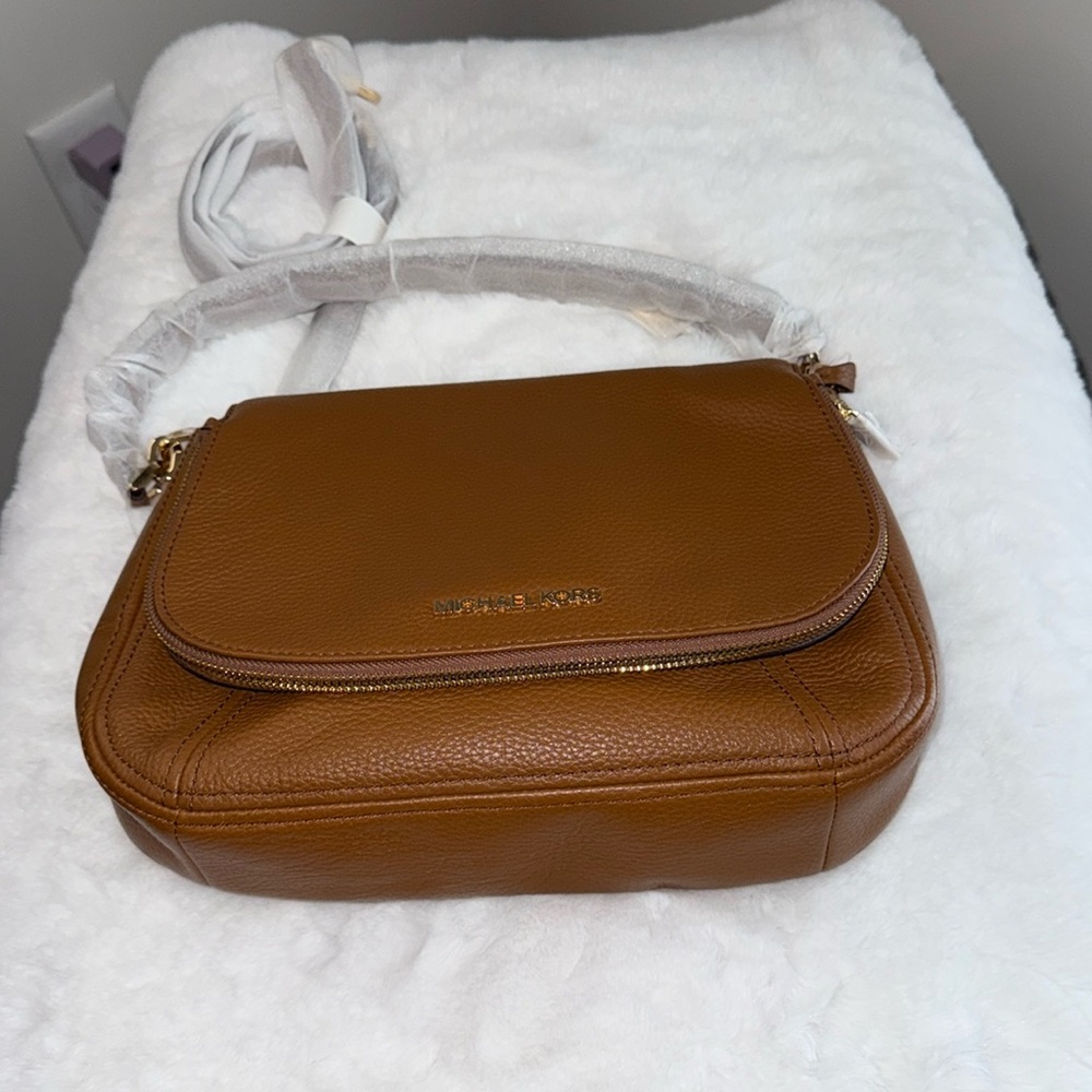 Michael Kors Brown Pebbled Leather Crossbody Bag